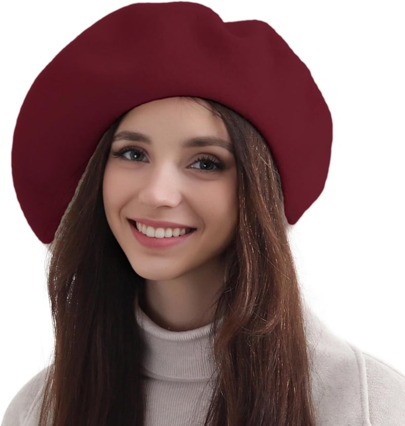 recapitula XXL 100% Wool French White Beret Hats for Women Man Painter hat Classic Painter's Hat Girl Solid Color Classic - Image 1
